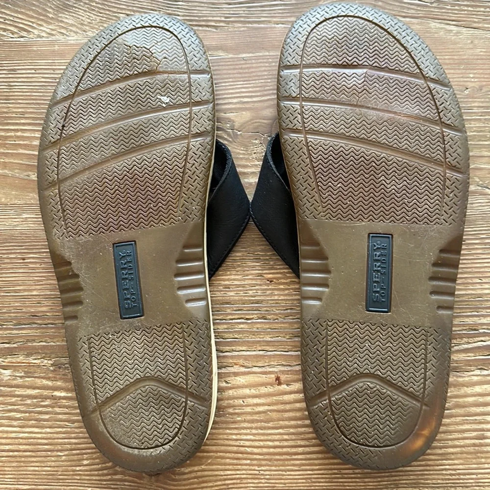 Sperry black leather Top-Sider Flip-Flop sandals Shoes Size 12M Summer Beach